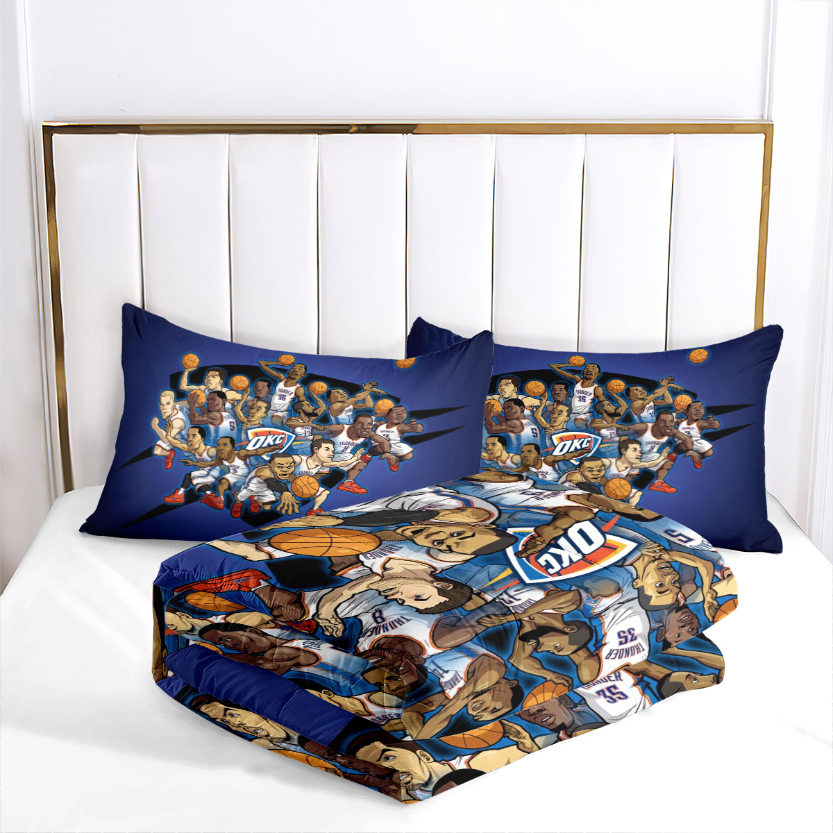 Oklahoma City Thunder Basketball Comforter Pillowcase Sets Blanket All Season Reversible Quilted Duvet