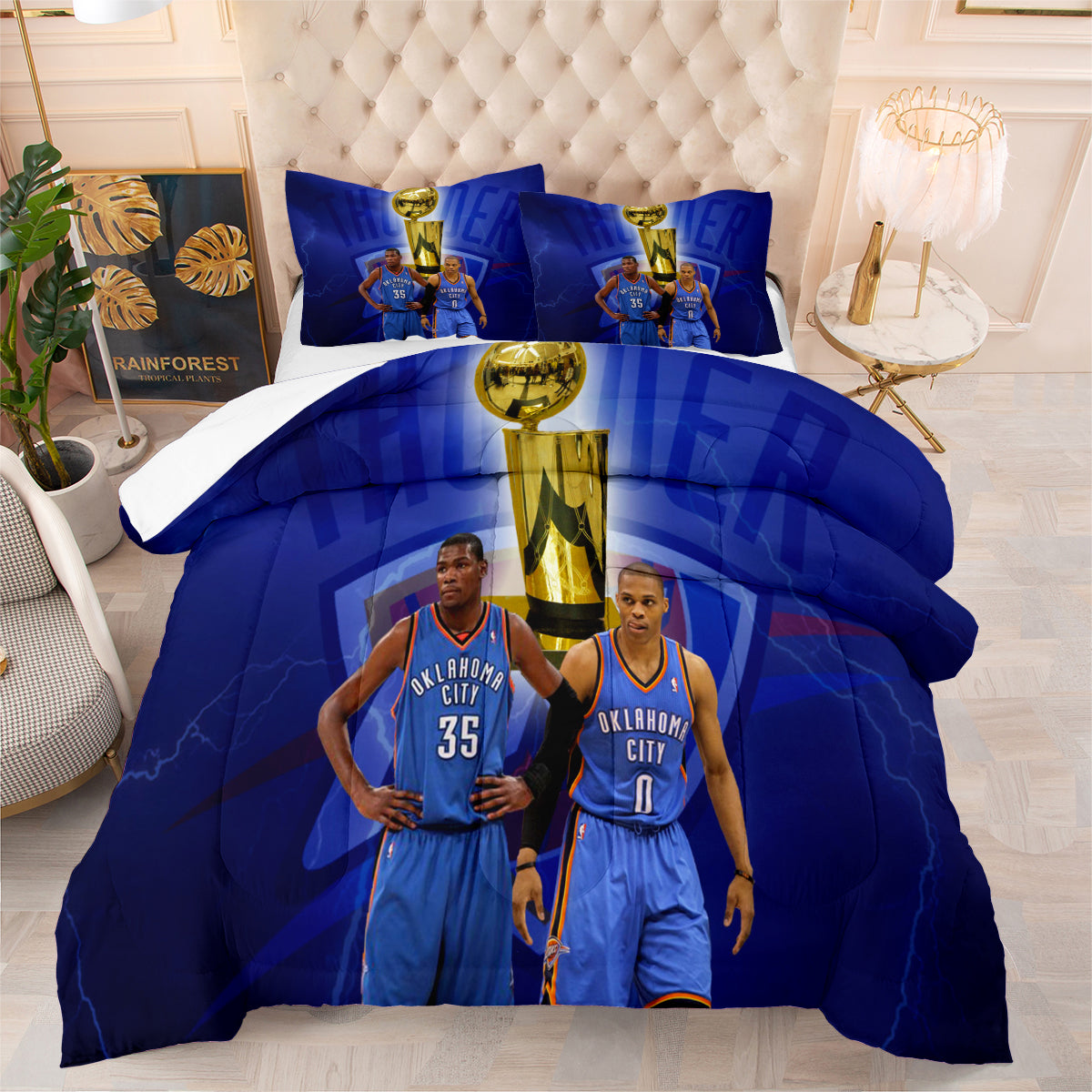 Oklahoma City Thunder Basketball Comforter Pillowcase Sets Blanket All Season Reversible Quilted Duvet