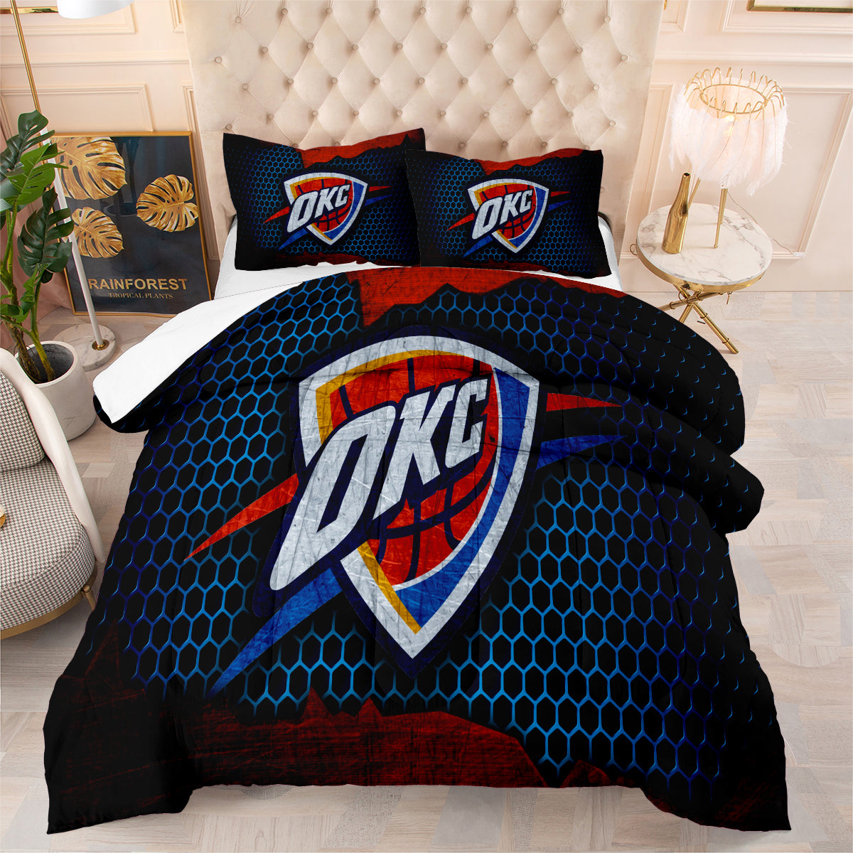 Oklahoma City Thunder Basketball Comforter Pillowcase Sets Blanket All Season Reversible Quilted Duvet