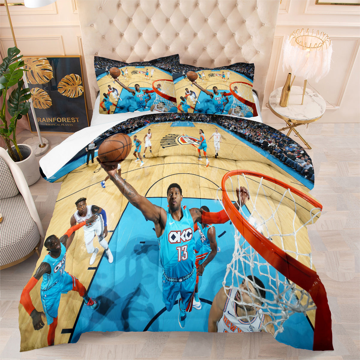 Oklahoma City Thunder Basketball Comforter Pillowcase Sets Blanket All Season Reversible Quilted Duvet