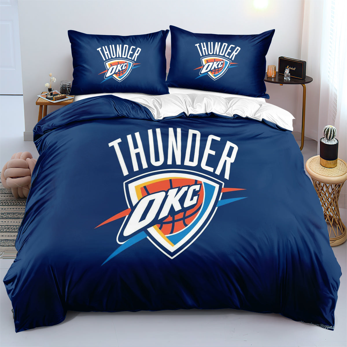 Oklahoma City Basketball Thunder Bedding Set Quilt Cover Without Filler