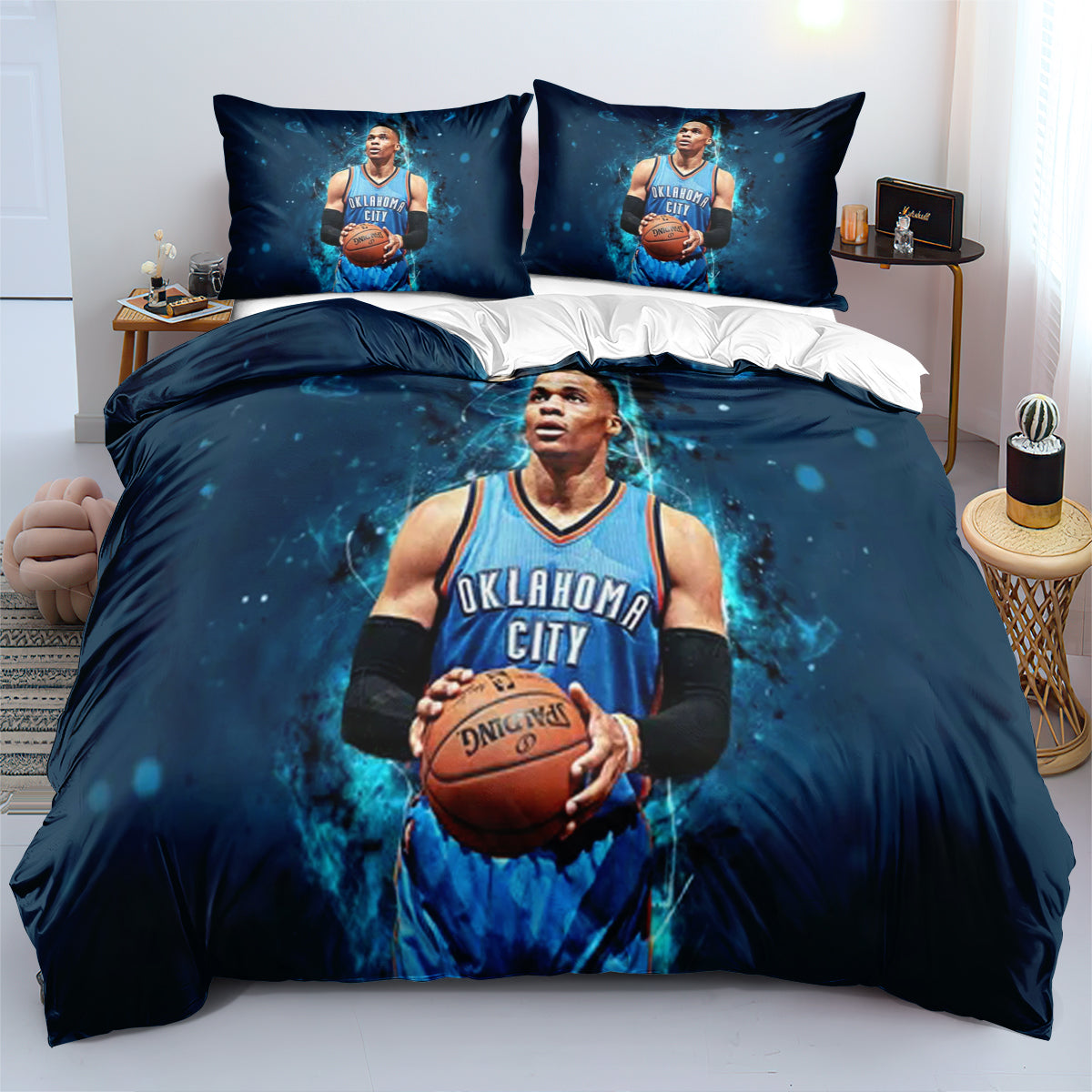 Oklahoma City Basketball Thunder Bedding Set Quilt Cover Without Filler