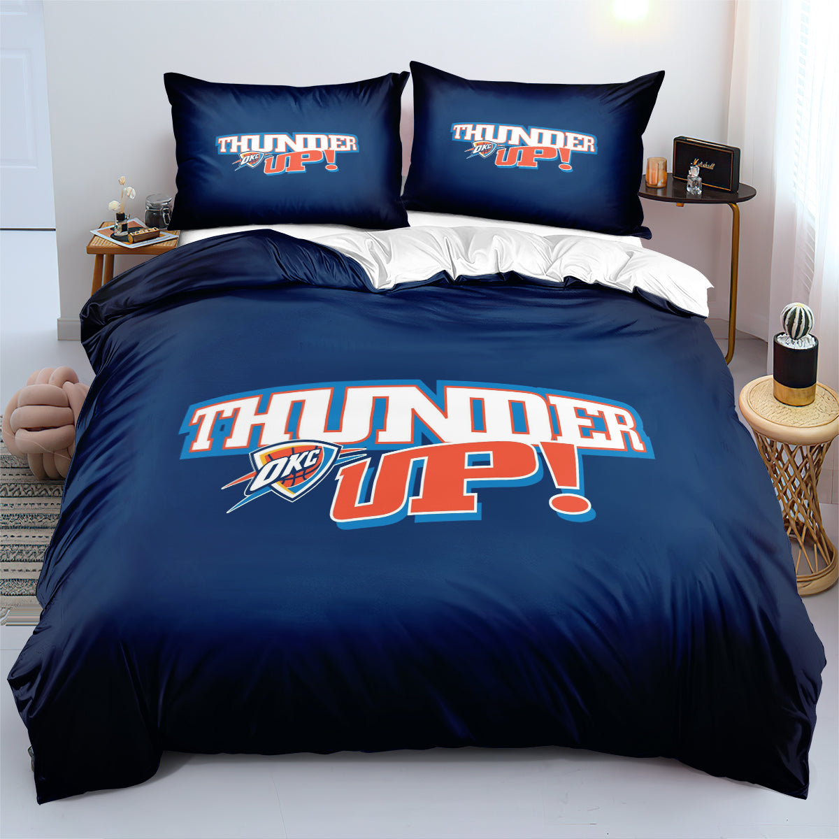 Oklahoma City Basketball Thunder Bedding Set Quilt Cover Without Filler