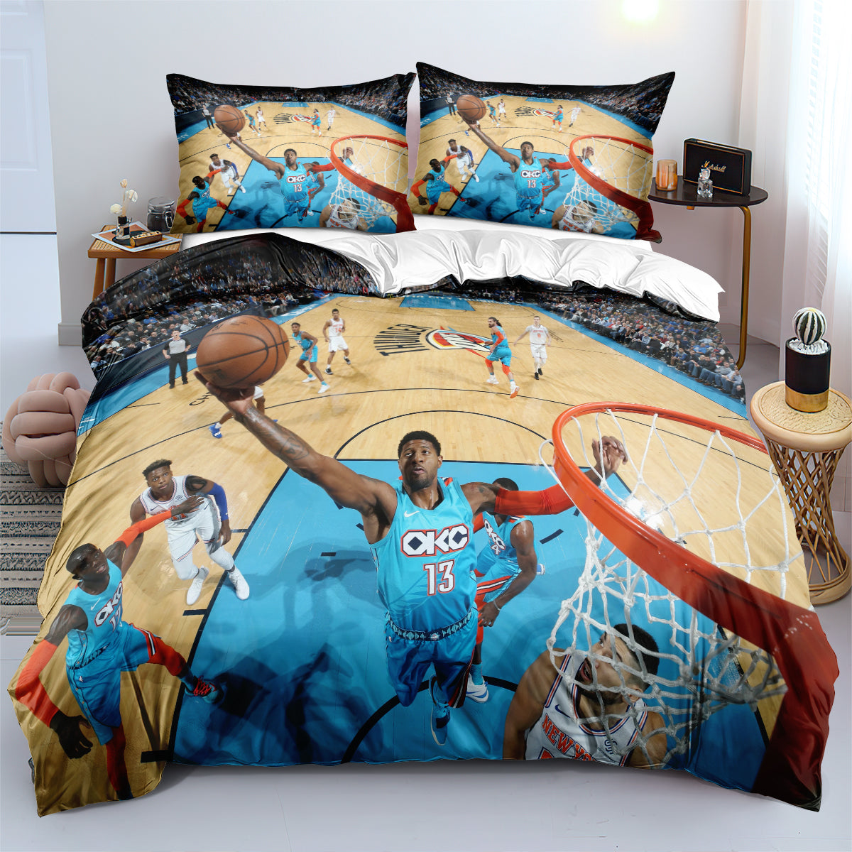 Oklahoma City Basketball Thunder Bedding Set Quilt Cover Without Filler