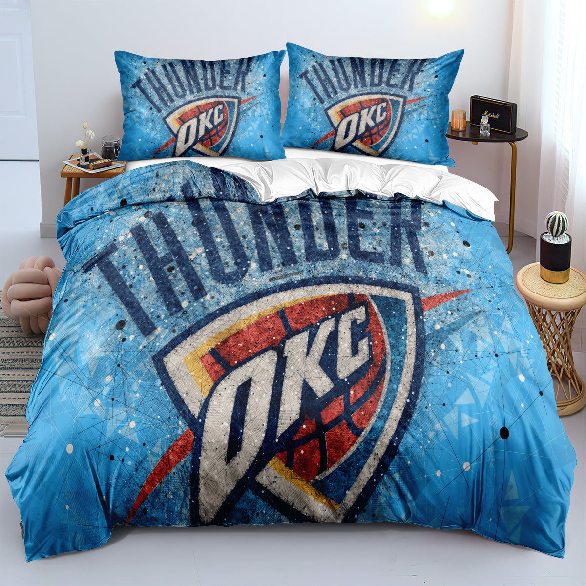 Oklahoma City Basketball Thunder Bedding Set Quilt Cover Without Filler