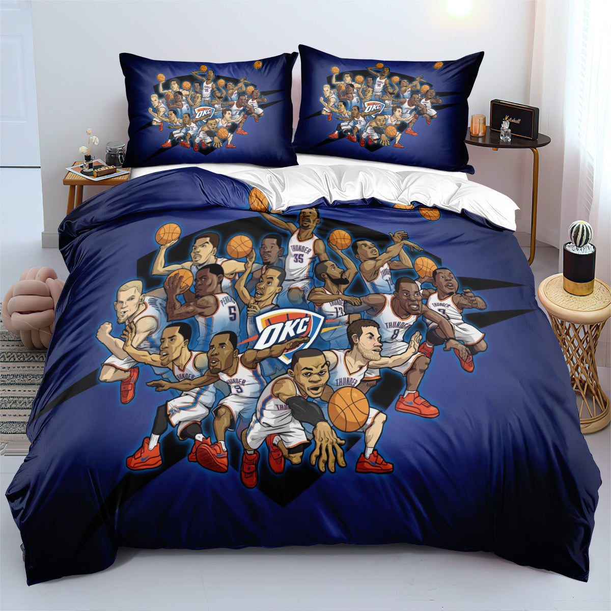 Oklahoma City Basketball Thunder Bedding Set Quilt Cover Without Filler