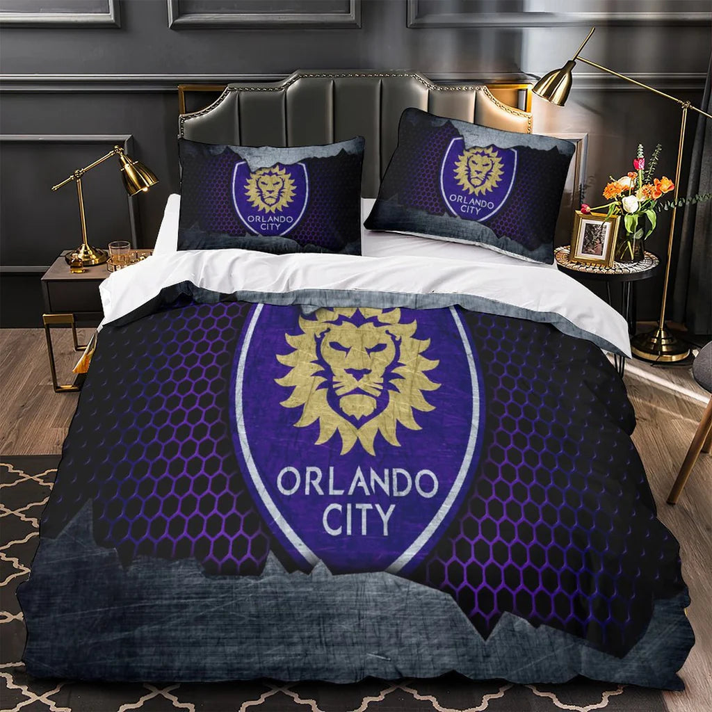 Orlando City SC Duvet Cover Quilt Case Pillowcase Bedding Set Without Filler