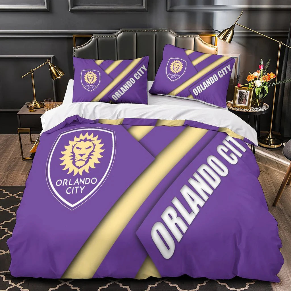 Orlando City SC Duvet Cover Quilt Case Pillowcase Bedding Set Without Filler