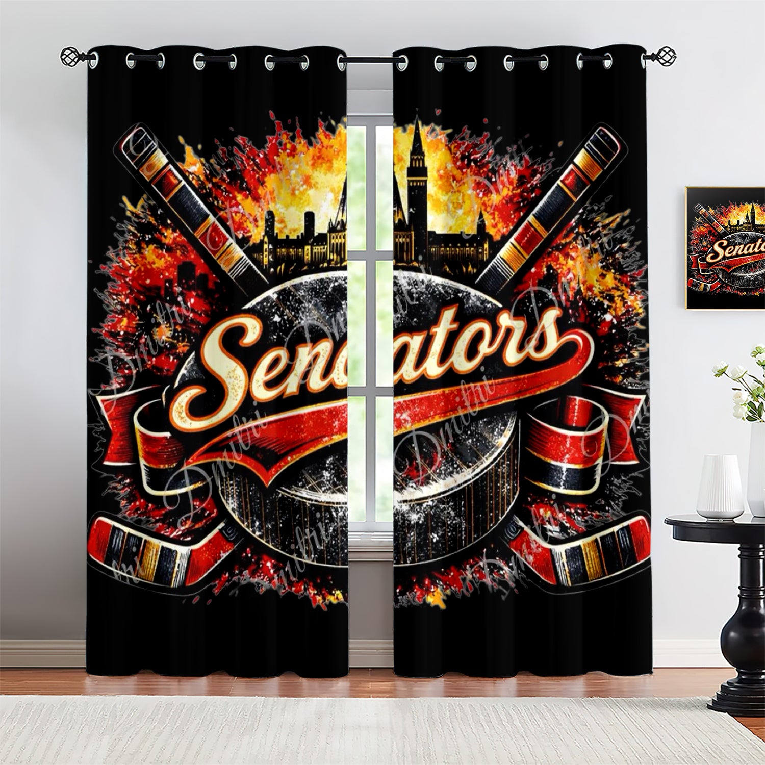 Ottawa Senators Blackout Curtains Drapes For Window Treatment Set