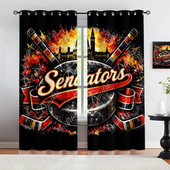 Ottawa Senators Blackout Curtains Drapes For Window Treatment Set