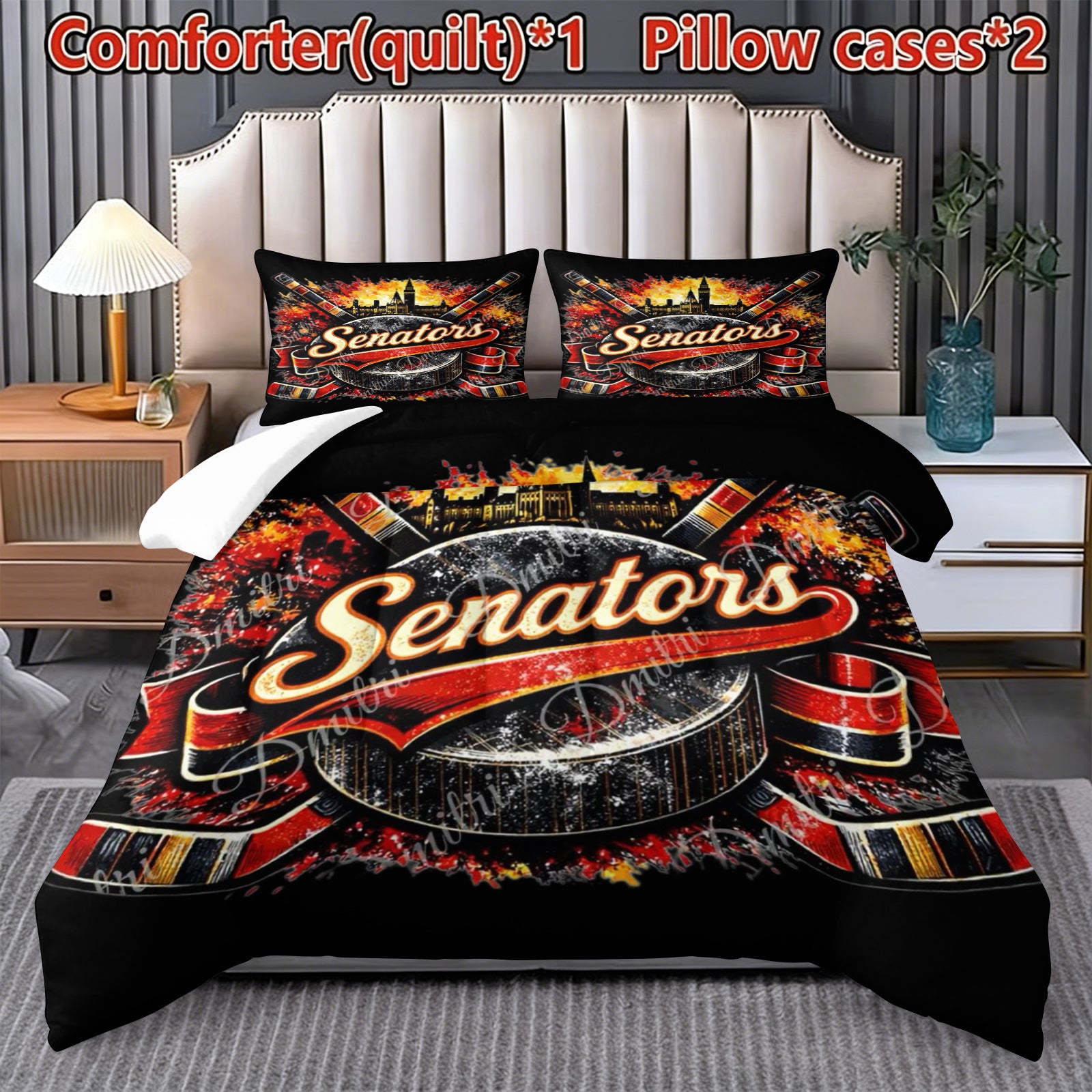 Ottawa Senators Hockey League Comforter Pillowcase Sets Blanket All Season Reversible Quilted Duvet