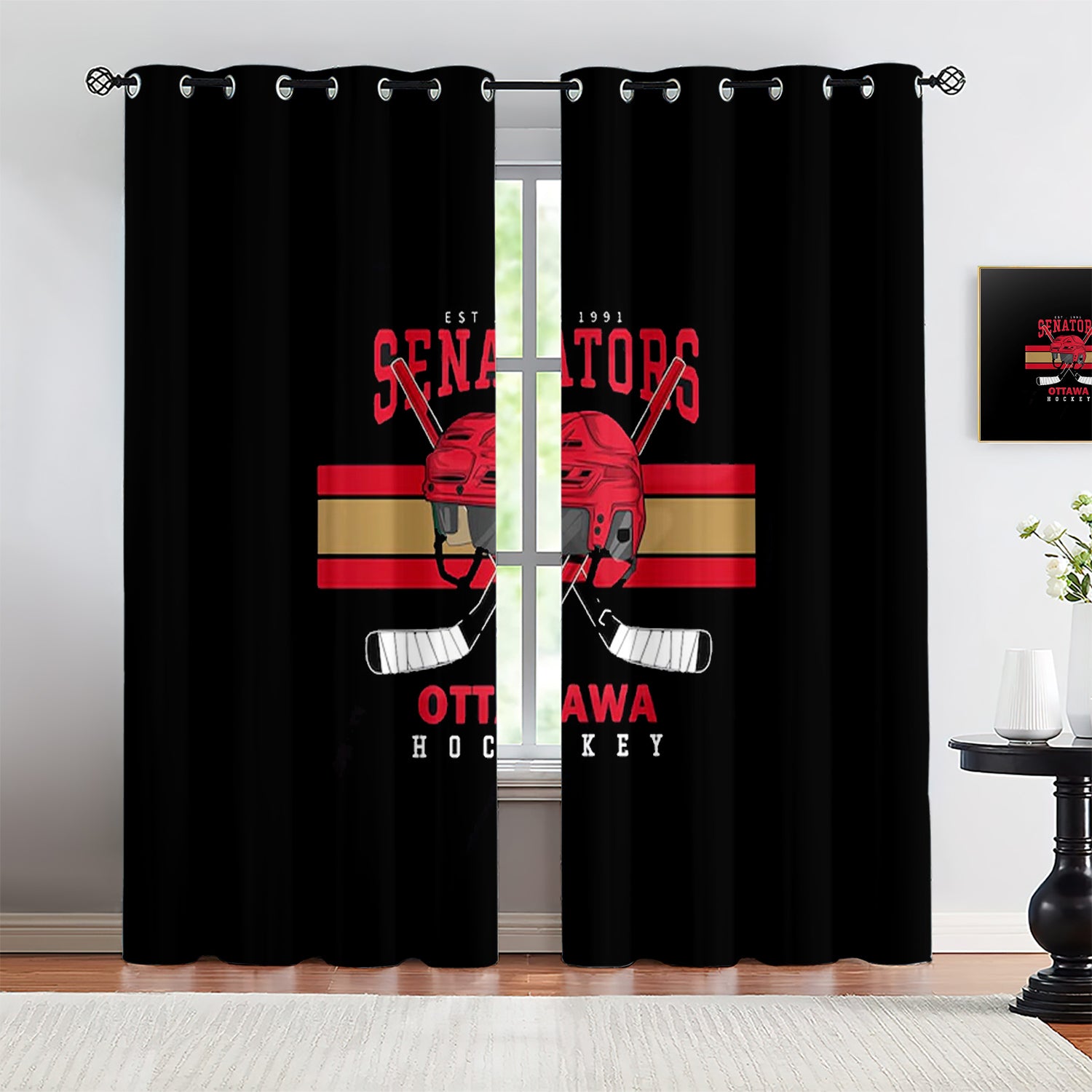 Ottawa Senators Blackout Curtains Drapes For Window Treatment Set