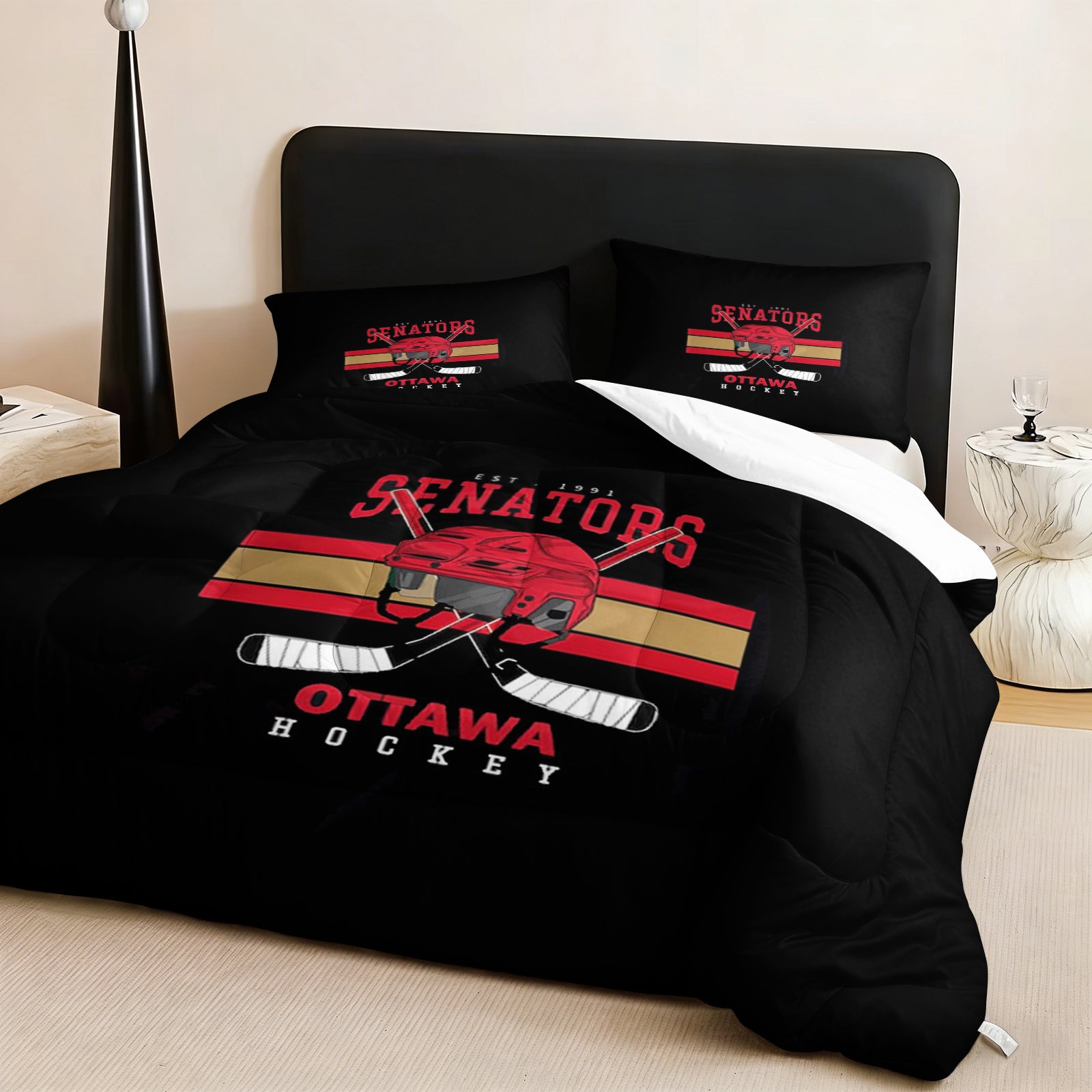 Ottawa Senators Hockey League Comforter Pillowcase Sets Blanket All Season Reversible Quilted Duvet