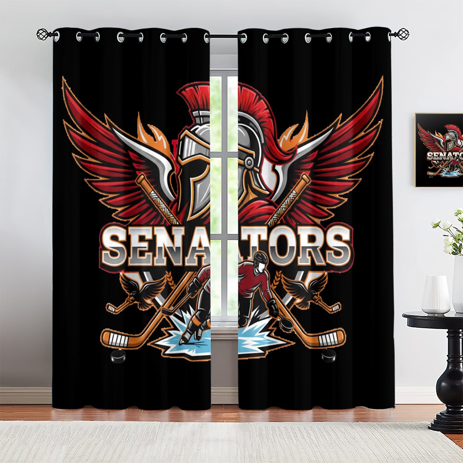 Ottawa Senators Blackout Curtains Drapes For Window Treatment Set