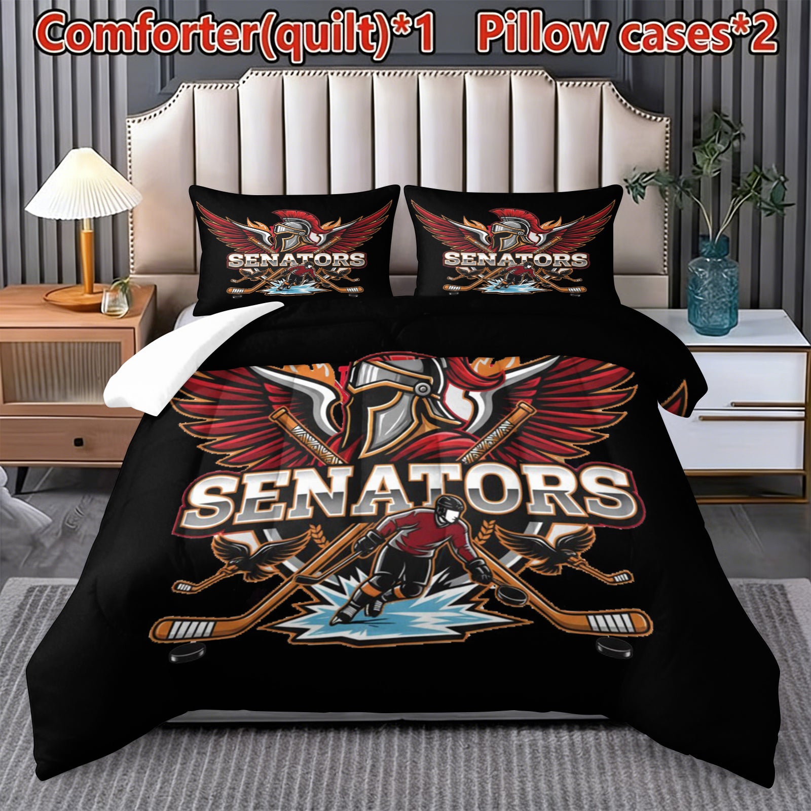 Ottawa Senators Hockey League Comforter Pillowcase Sets Blanket All Season Reversible Quilted Duvet