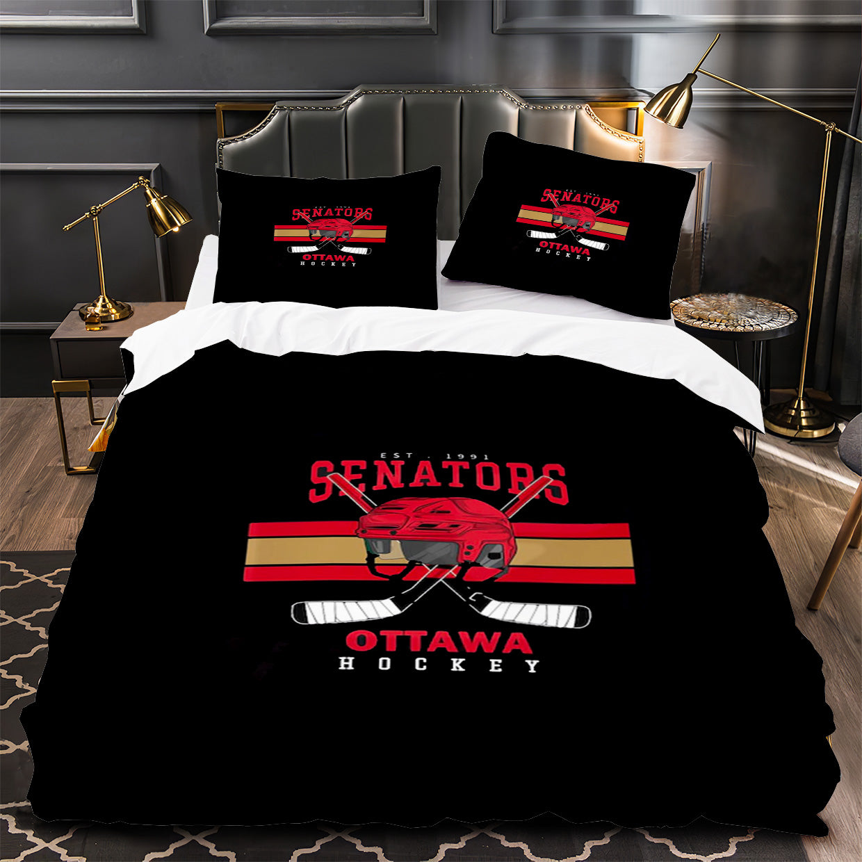 Ottawa Senators Hockey Duvet Cover Quilt Case Pillowcase Bedding Set Without Filler