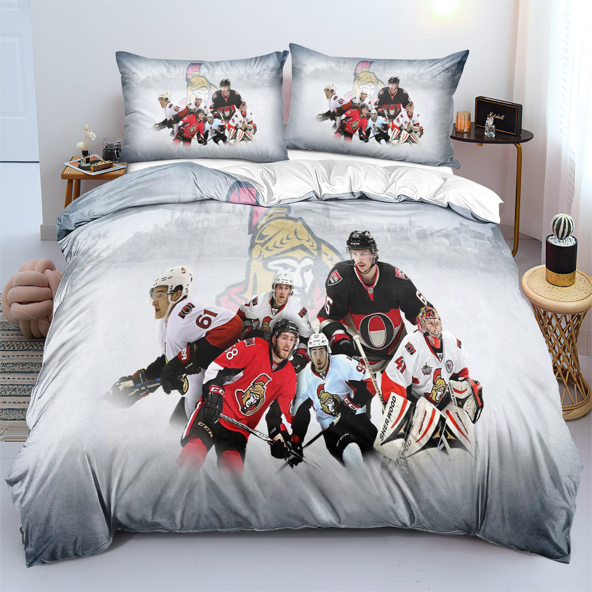 Ottawa Senators Hockey League Duvet Cover Quilt Case Pillowcase