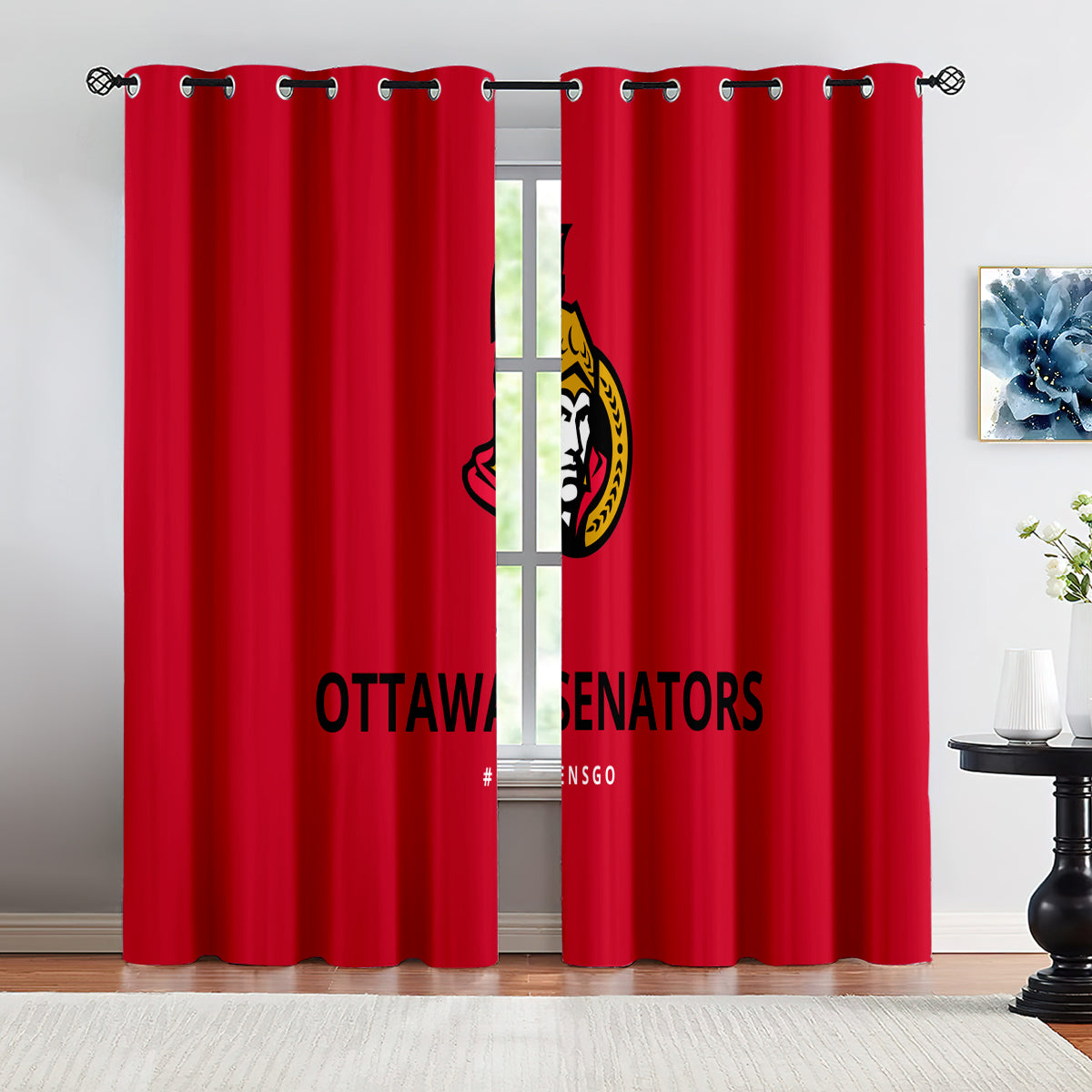Ottawa Senators Hockey League Blackout Curtains Drapes For Window Treatment Set