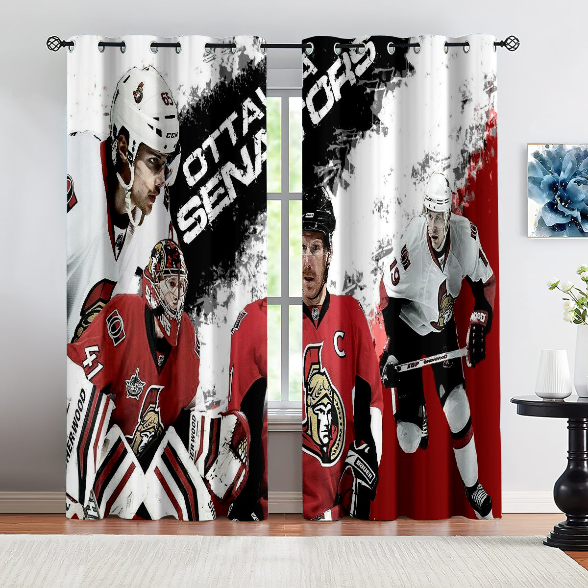 Ottawa Senators Hockey League Blackout Curtains Drapes For Window Treatment Set