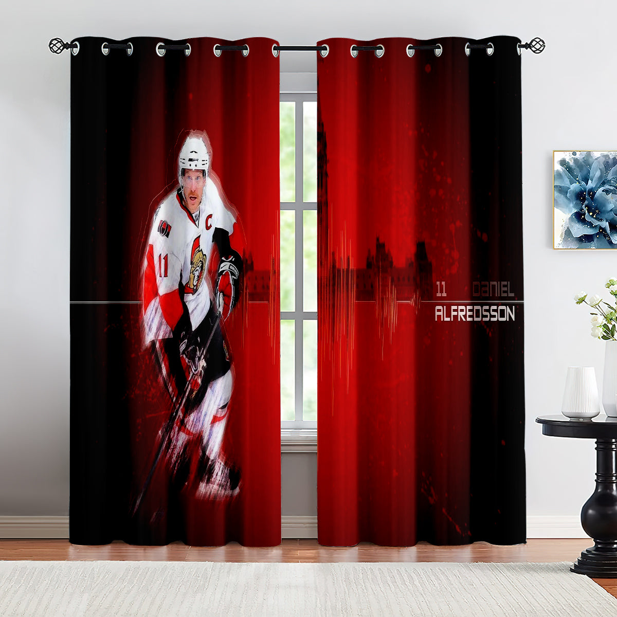 Ottawa Senators Hockey League Blackout Curtains Drapes For Window Treatment Set