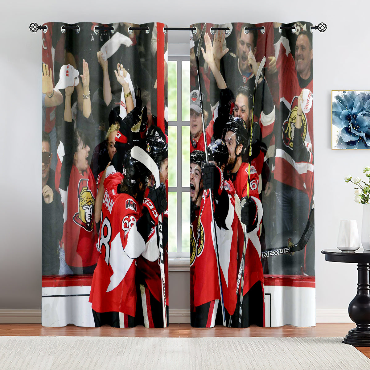 Ottawa Senators Hockey League Blackout Curtains Drapes For Window Treatment Set