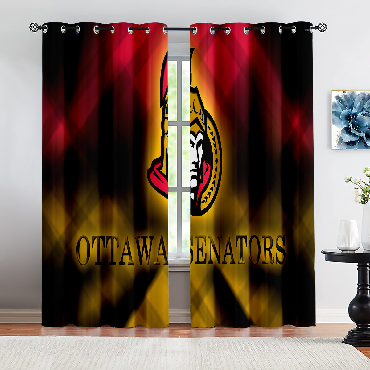 Ottawa Senators Hockey League Blackout Curtains Drapes For Window Treatment Set