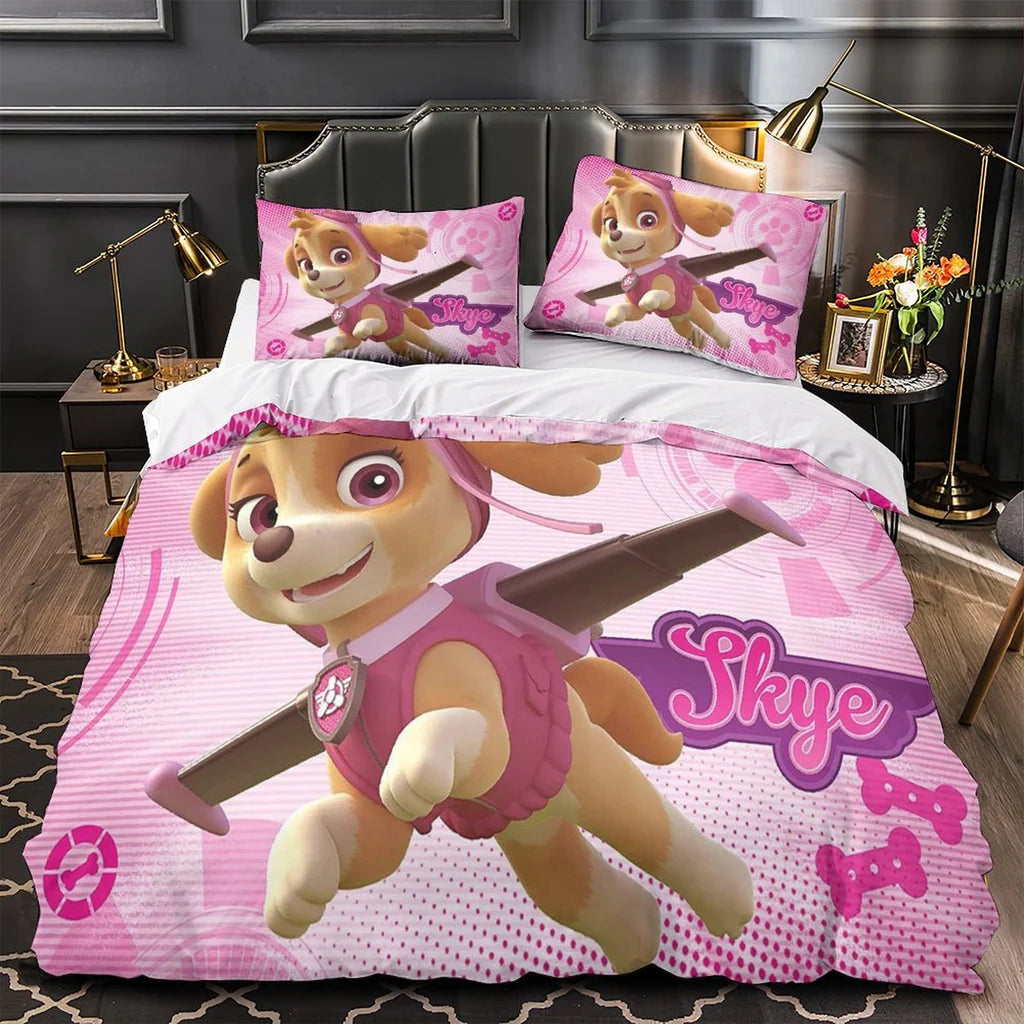 Paw Patrol Skye Duvet Cover Quilt Case Pillowcase Bedding Set Without Filler