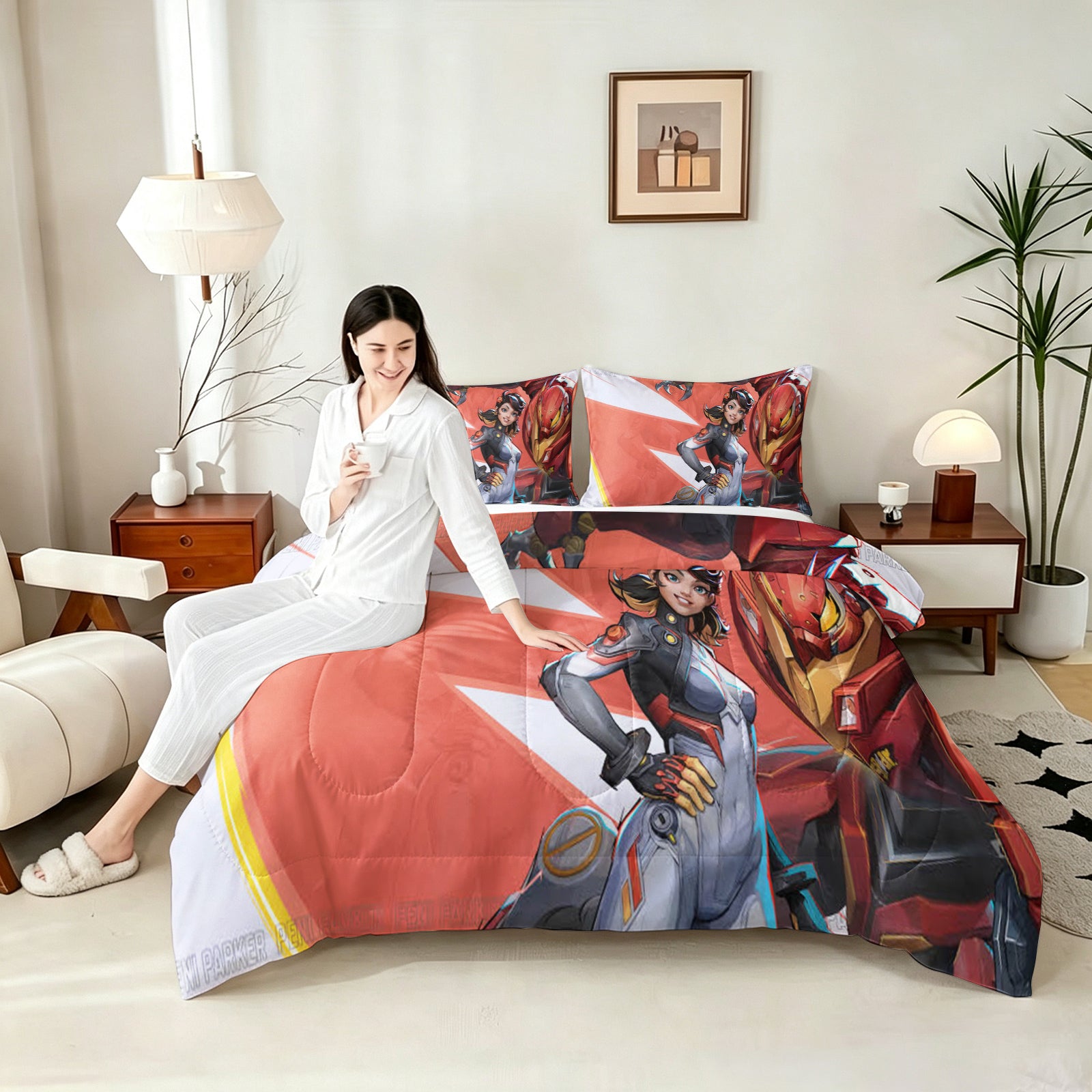 ‌Marvel Rivals Peni Parker Comforter Pillowcase Sets Blanket All Season Reversible Quilted Duvet