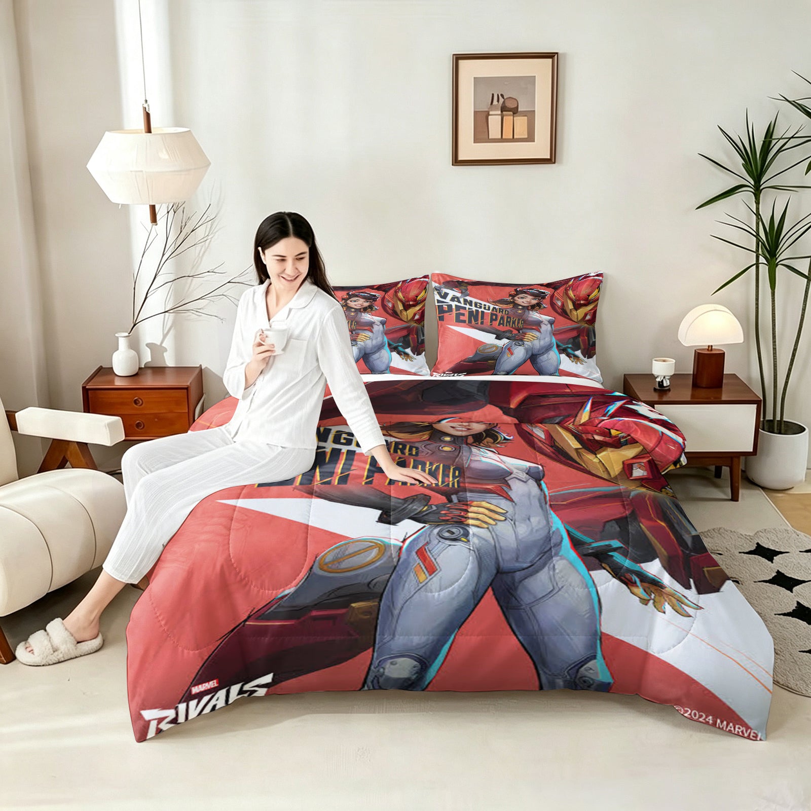 ‌Marvel Rivals Peni Parker Comforter Pillowcase Sets Blanket All Season Reversible Quilted Duvet