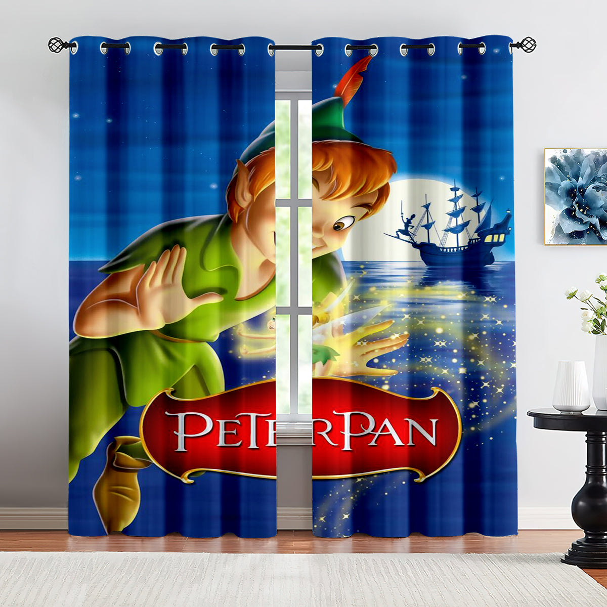 Peter Pan Blackout Curtains Drapes for Window Treatment Set