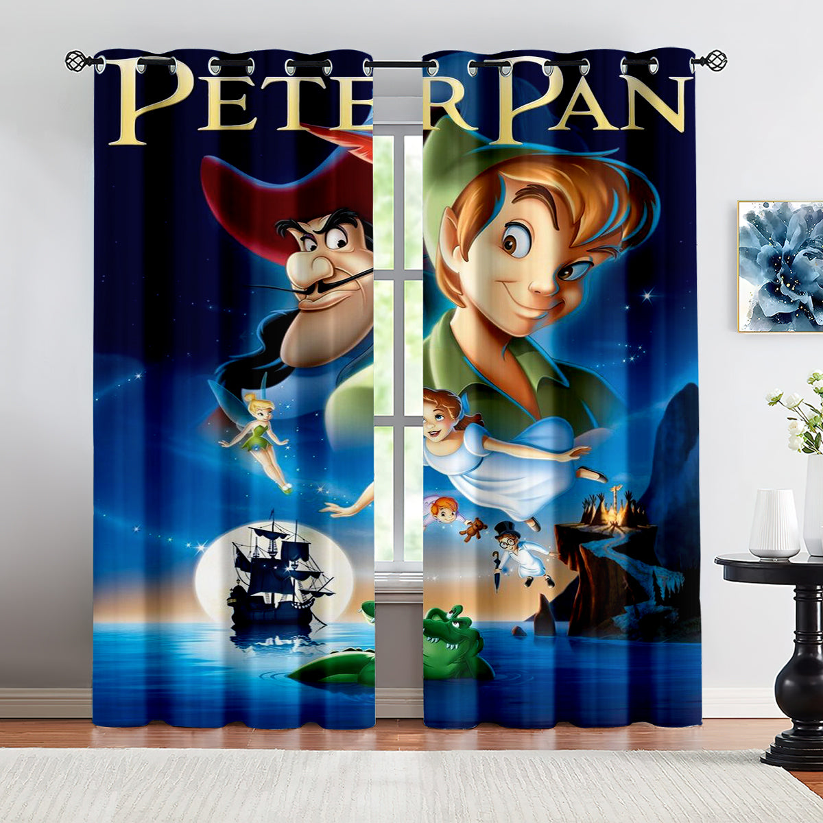 Peter Pan Blackout Curtains Drapes for Window Treatment Set