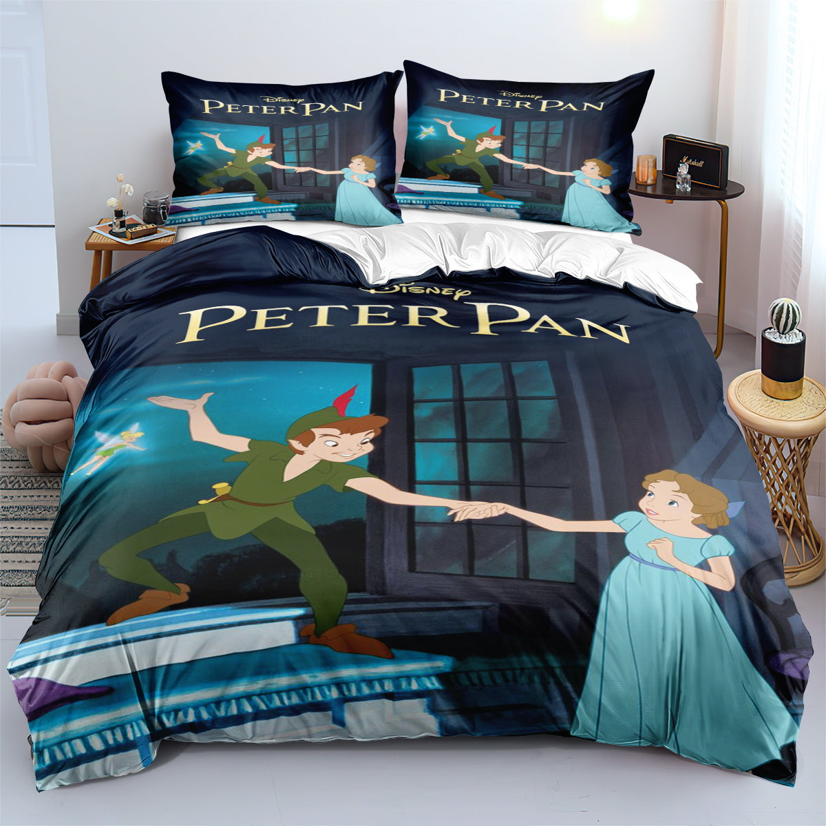 Peter Pan Duvet Cover Quilt Case Pillowcase 3pcs Bedding Set