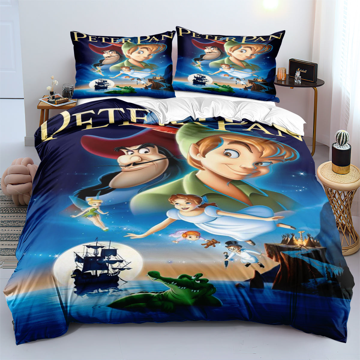 Peter Pan Duvet Cover Quilt Case Pillowcase 3pcs Bedding Set