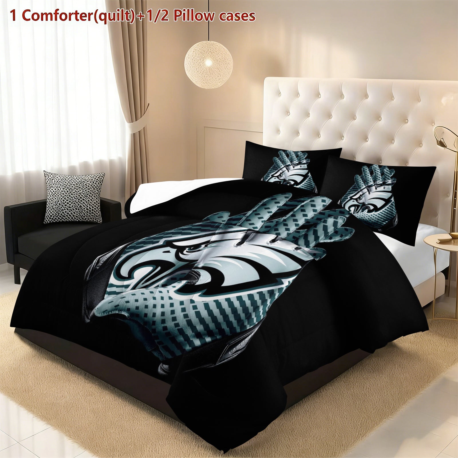 Philadelphia Eagles Comforter Pillowcase Sets Blanket All Season Reversible Quilted Duvet