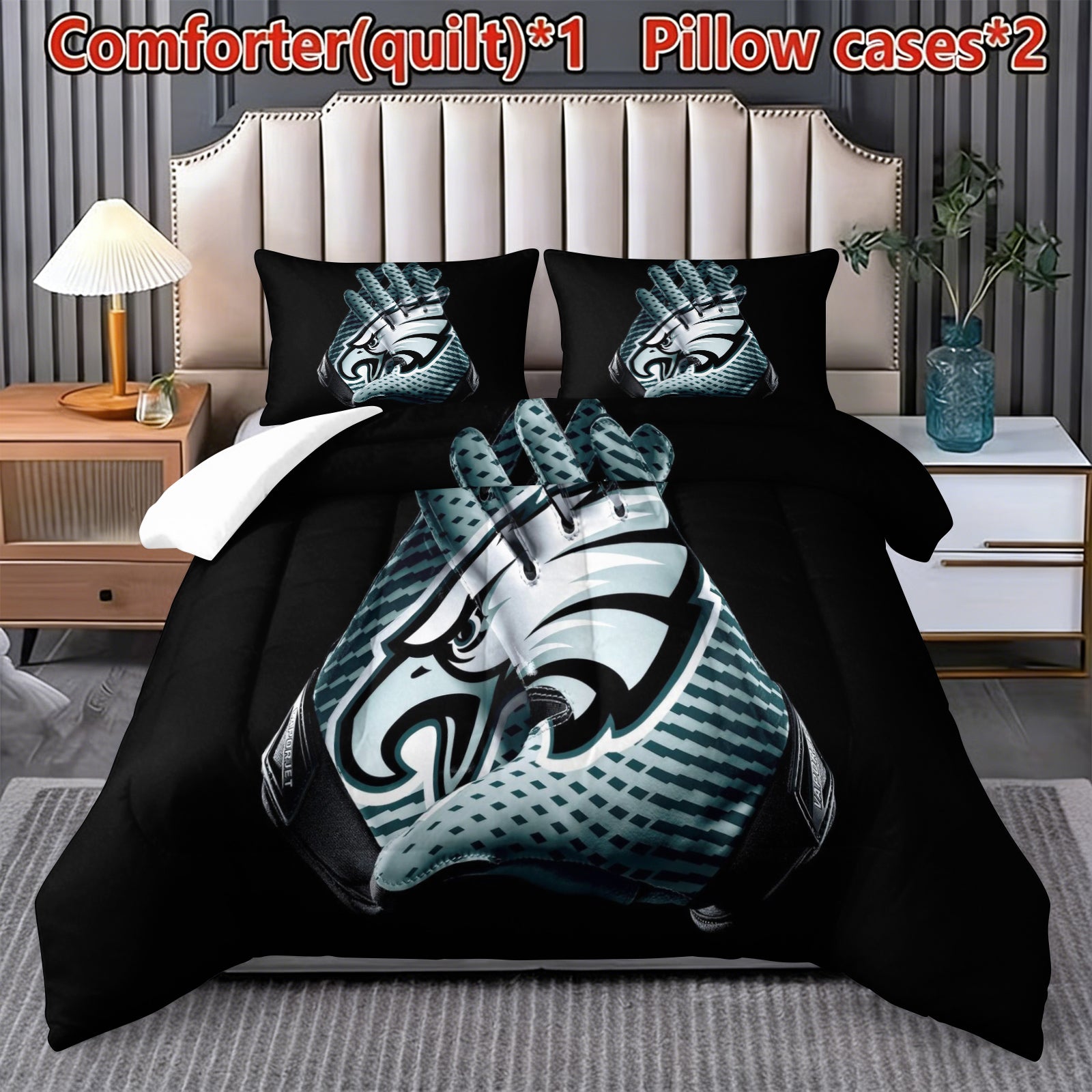 Philadelphia Eagles Comforter Pillowcase Sets Blanket All Season Reversible Quilted Duvet