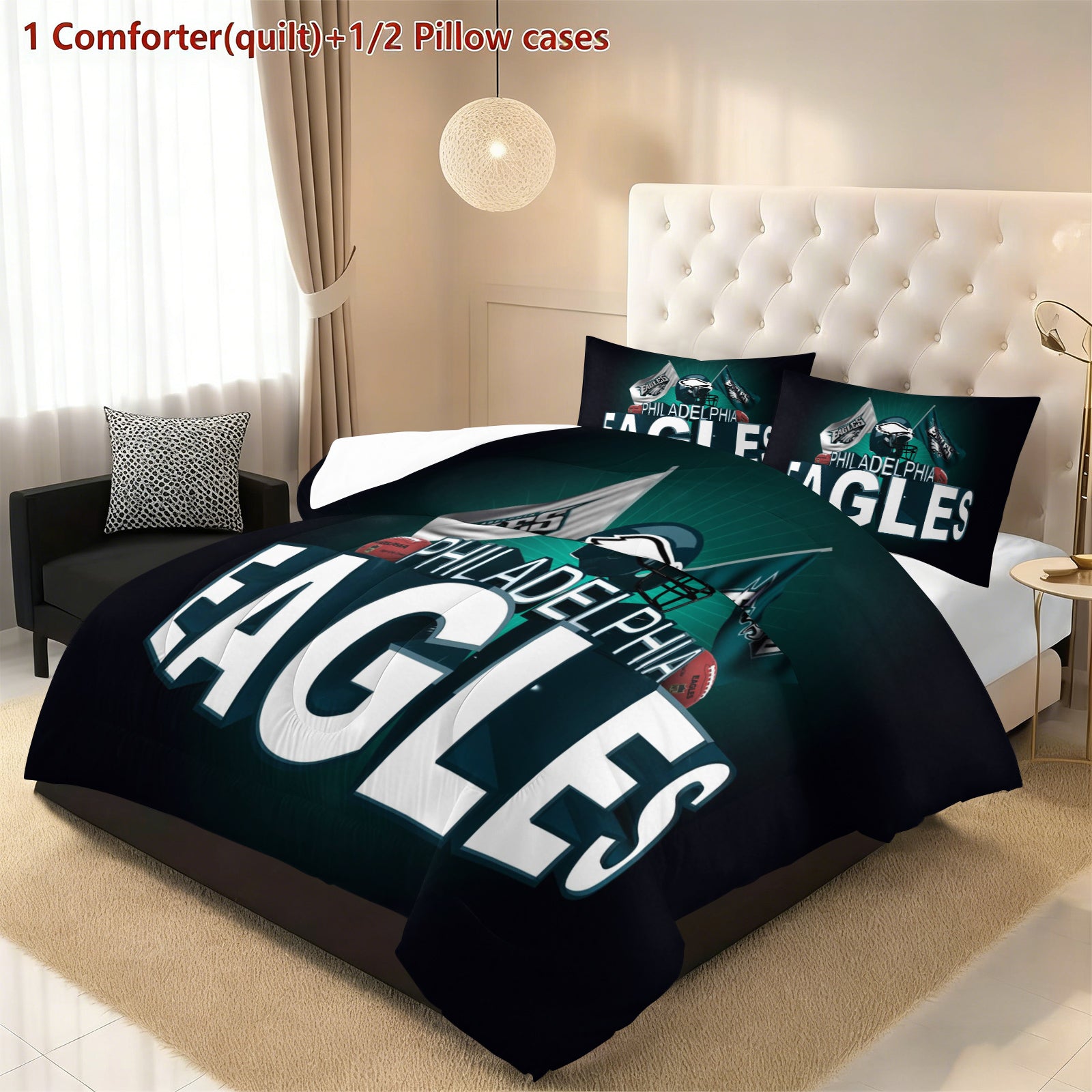 Philadelphia Eagles Comforter Pillowcase Sets Blanket All Season Reversible Quilted Duvet