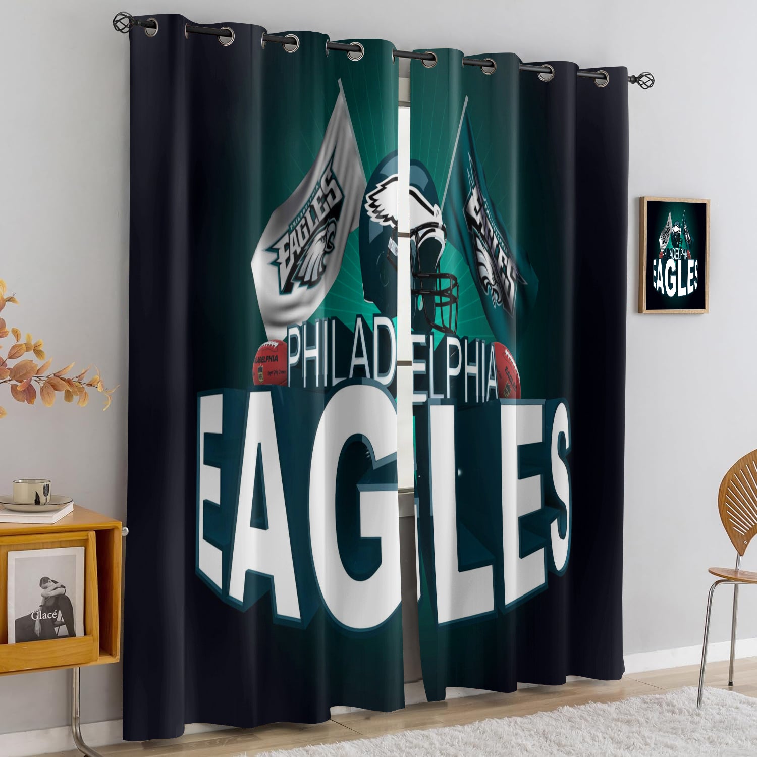 Philadelphia Eagles Blackout Curtains Drapes For Window Treatment Set