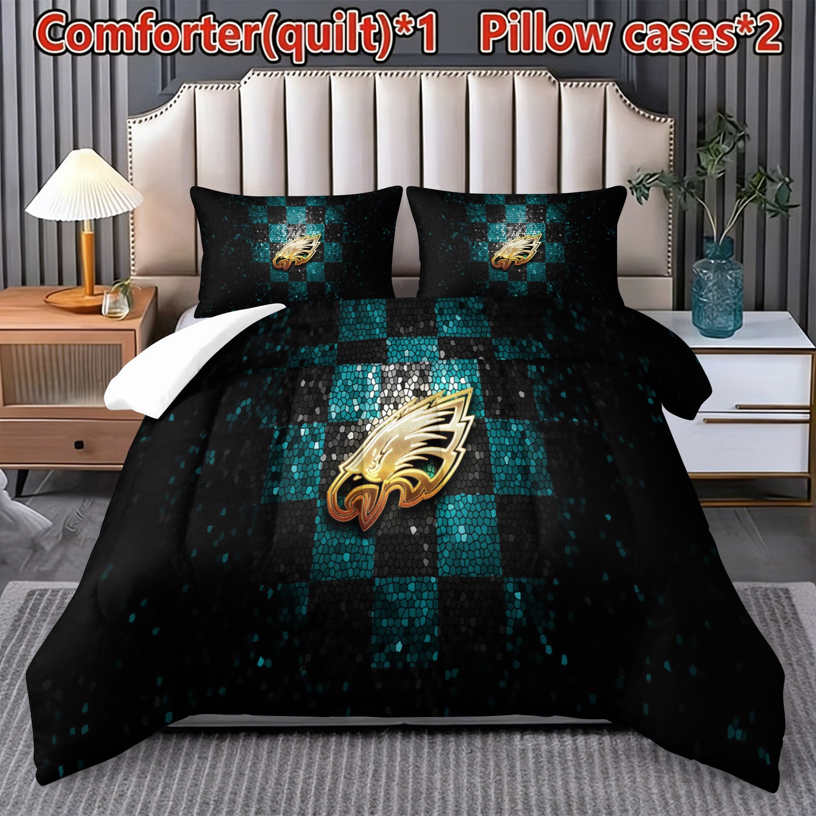 Philadelphia Eagles Comforter Pillowcase Sets Blanket All Season Reversible Quilted Duvet
