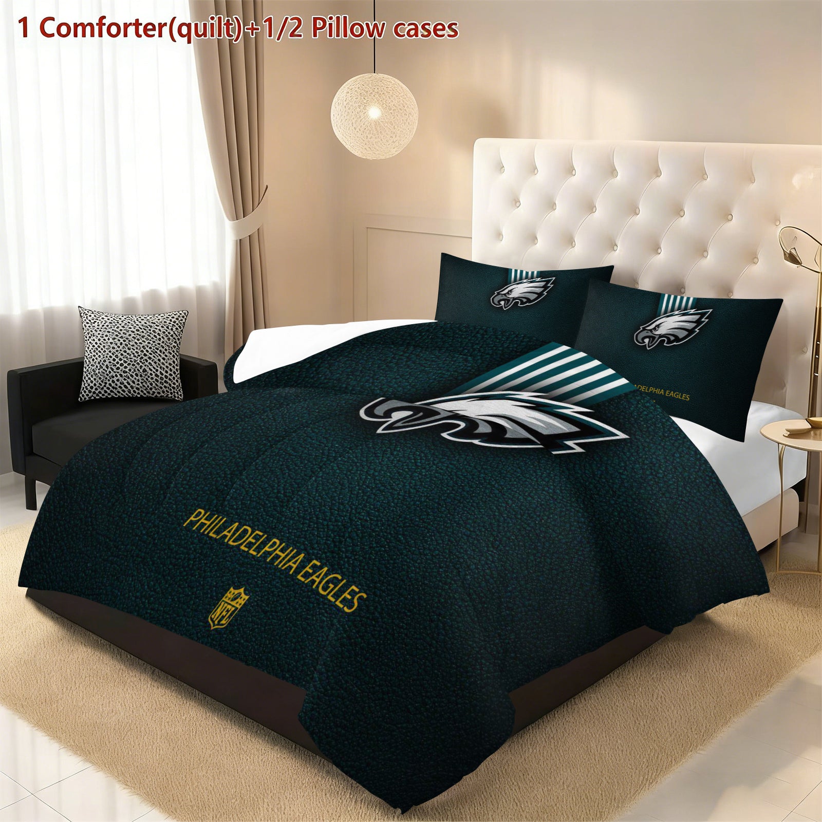 Philadelphia Eagles Comforter Pillowcase Sets Blanket All Season Reversible Quilted Duvet