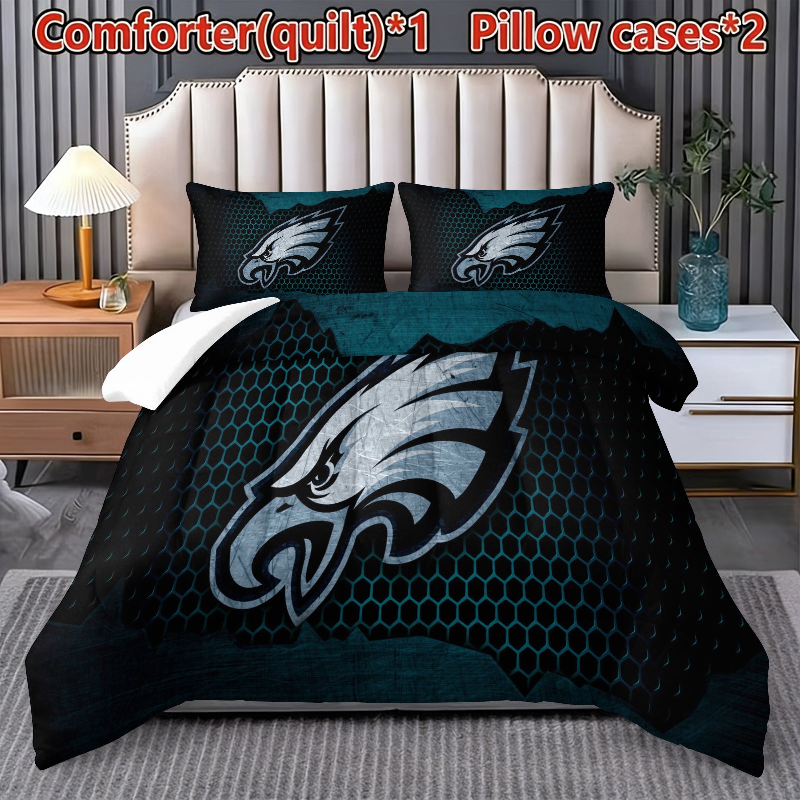 Philadelphia Eagles Comforter Pillowcase Sets Blanket All Season Reversible Quilted Duvet