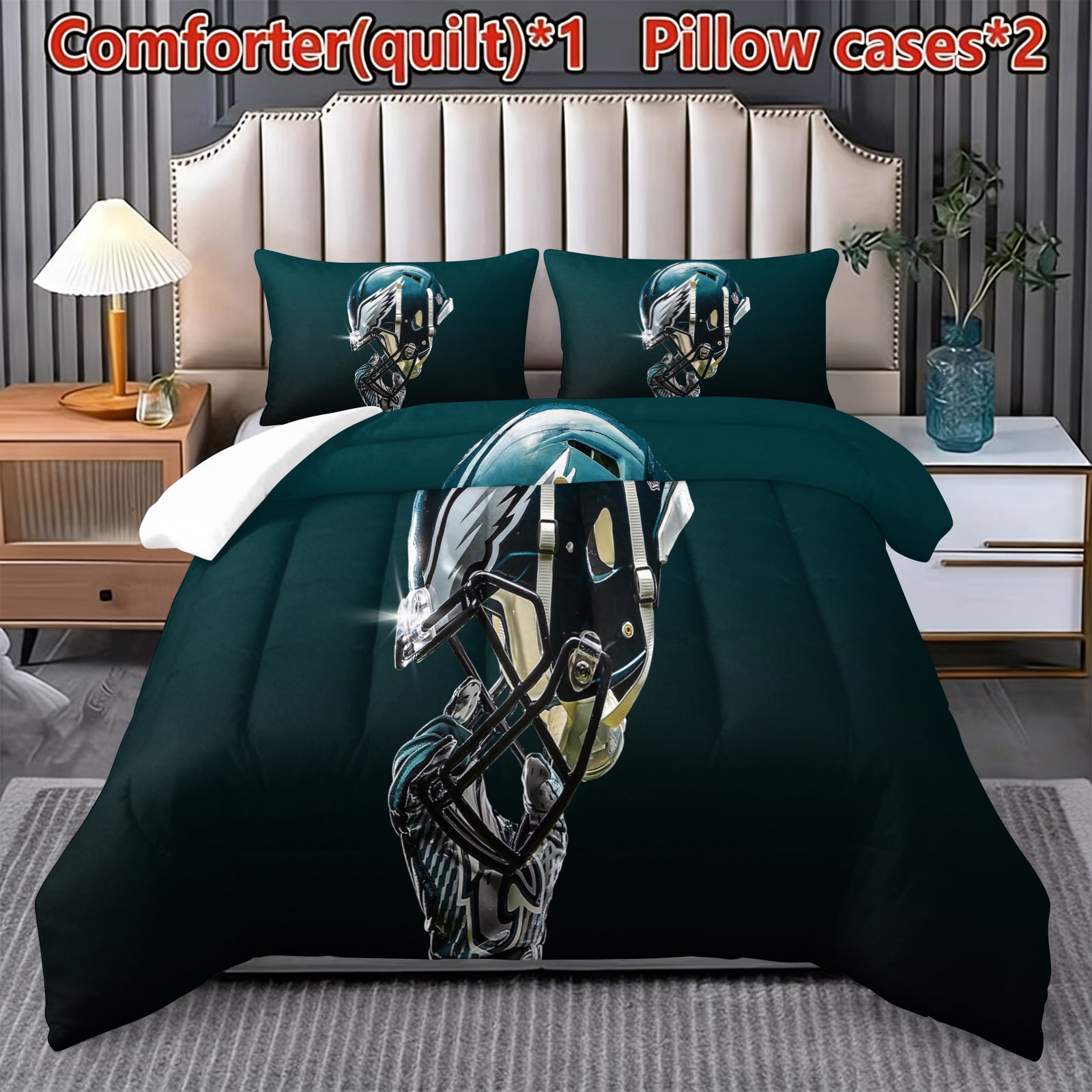 Philadelphia Eagles Comforter Pillowcase Sets Blanket All Season Reversible Quilted Duvet
