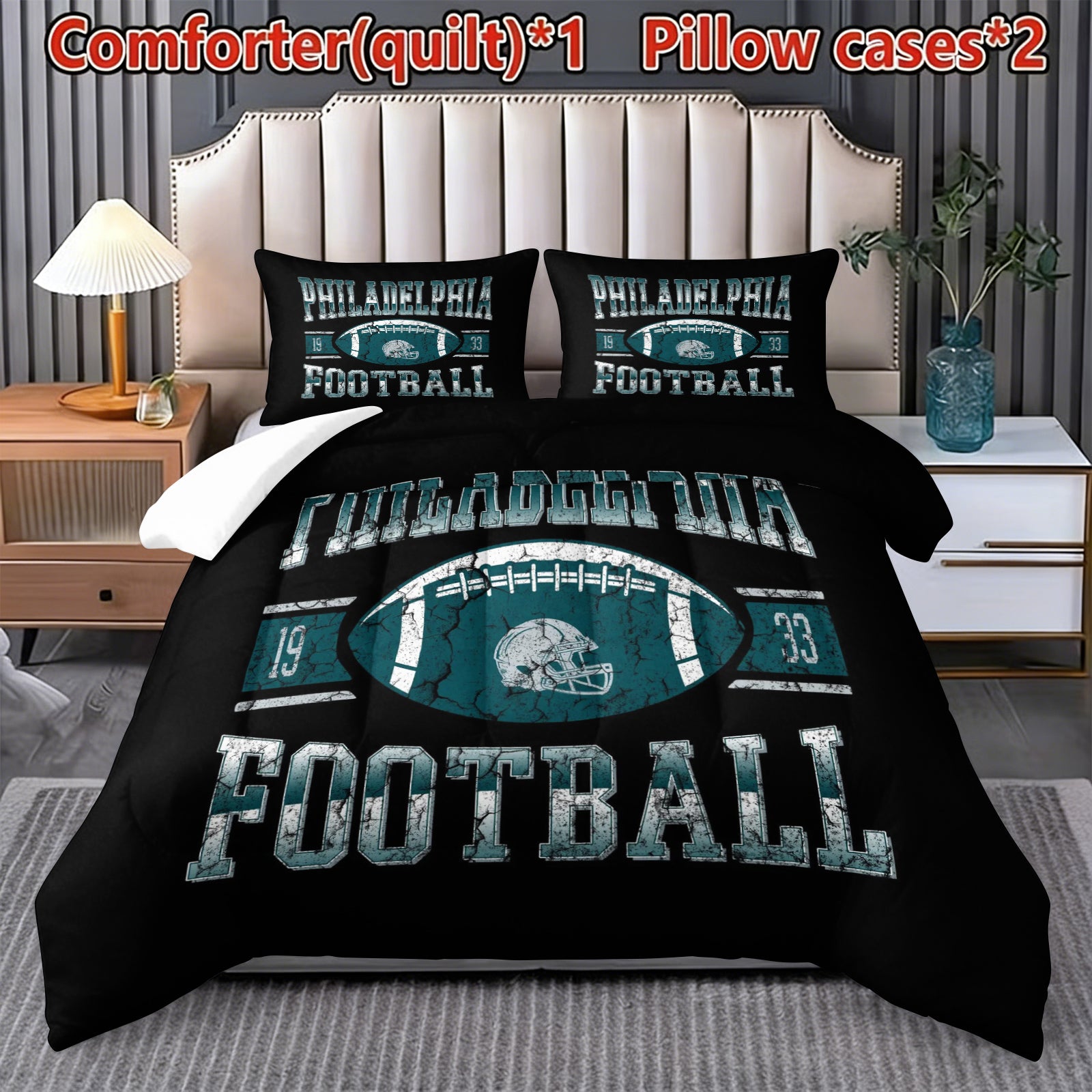 Philadelphia Eagles Comforter Pillowcase Sets Blanket All Season Reversible Quilted Duvet