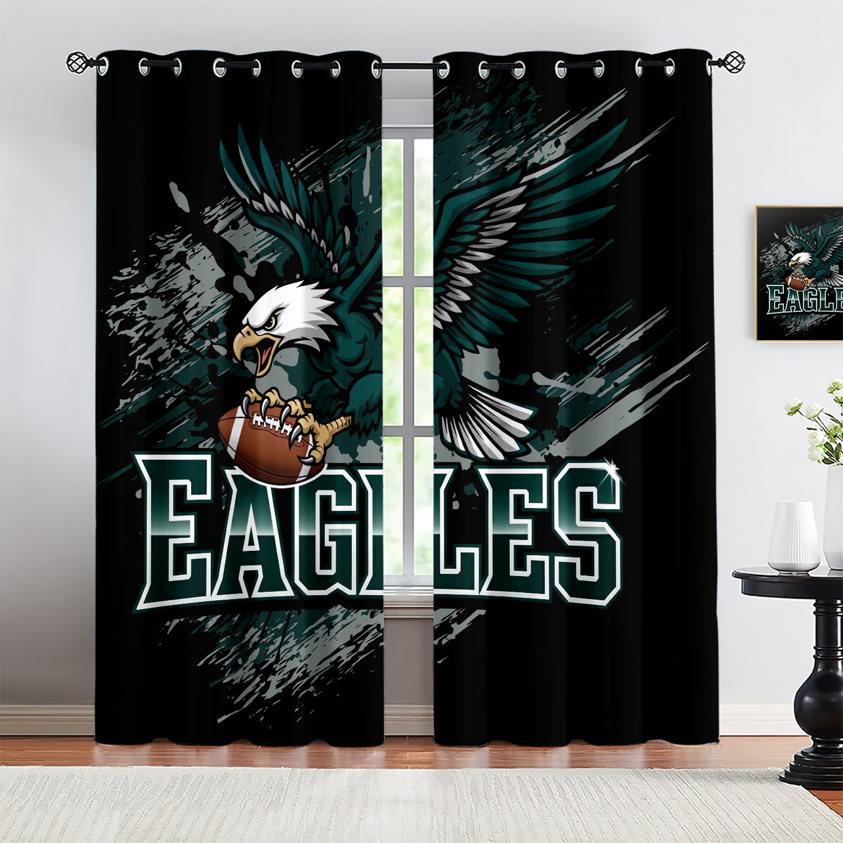 Philadelphia Eagles Blackout Curtains Drapes For Window Treatment Set
