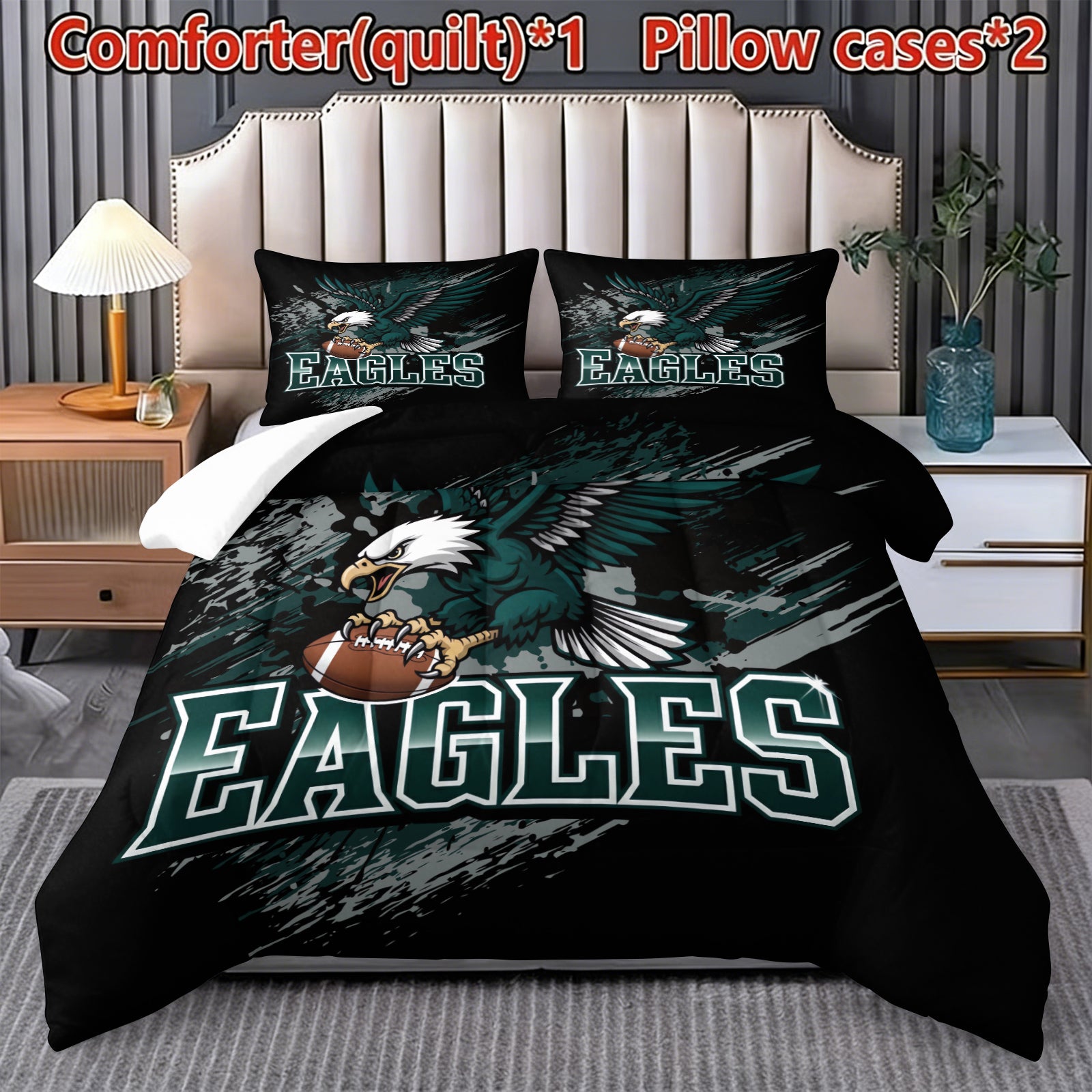 Philadelphia Eagles Comforter Pillowcase Sets Blanket All Season Reversible Quilted Duvet