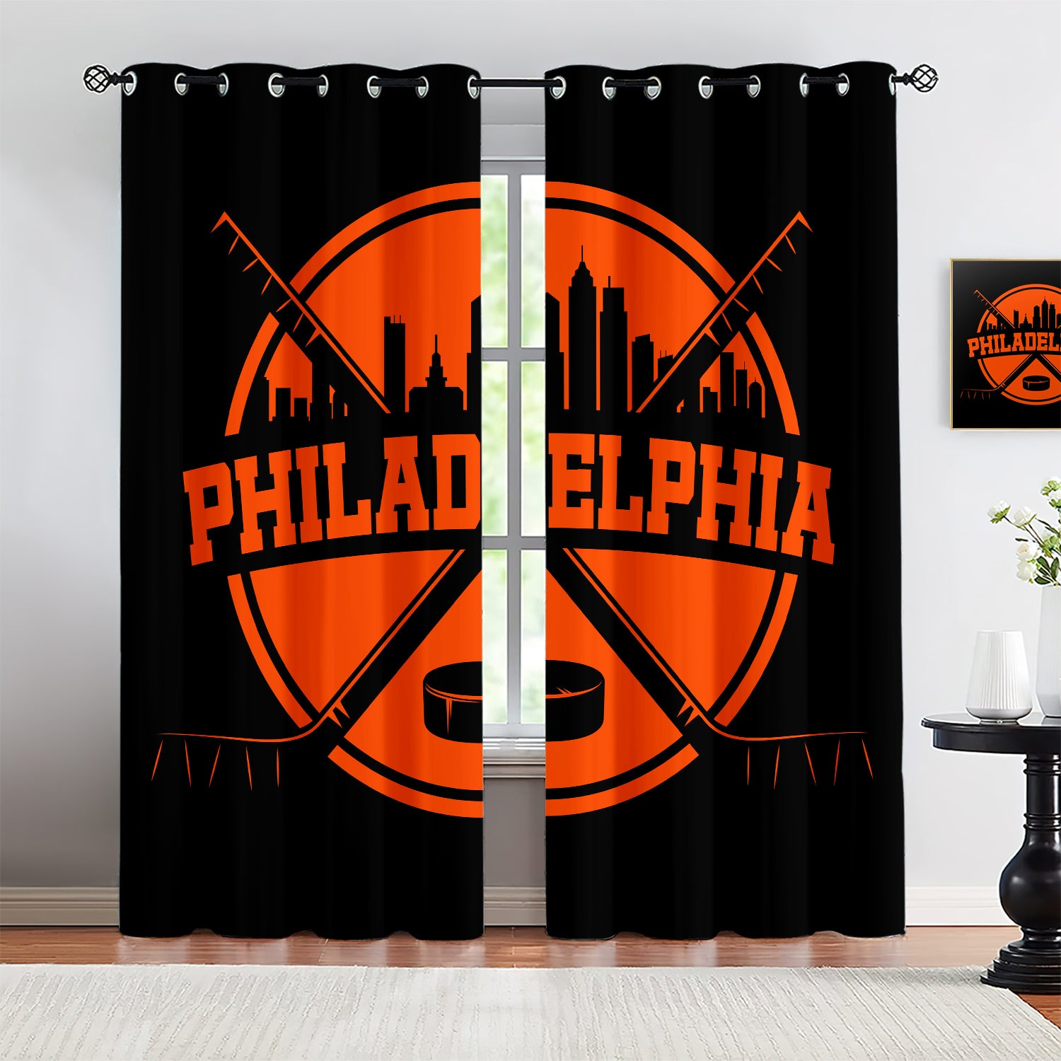 Philadelphia Flyers Blackout Curtains Drapes For Window Treatment Set