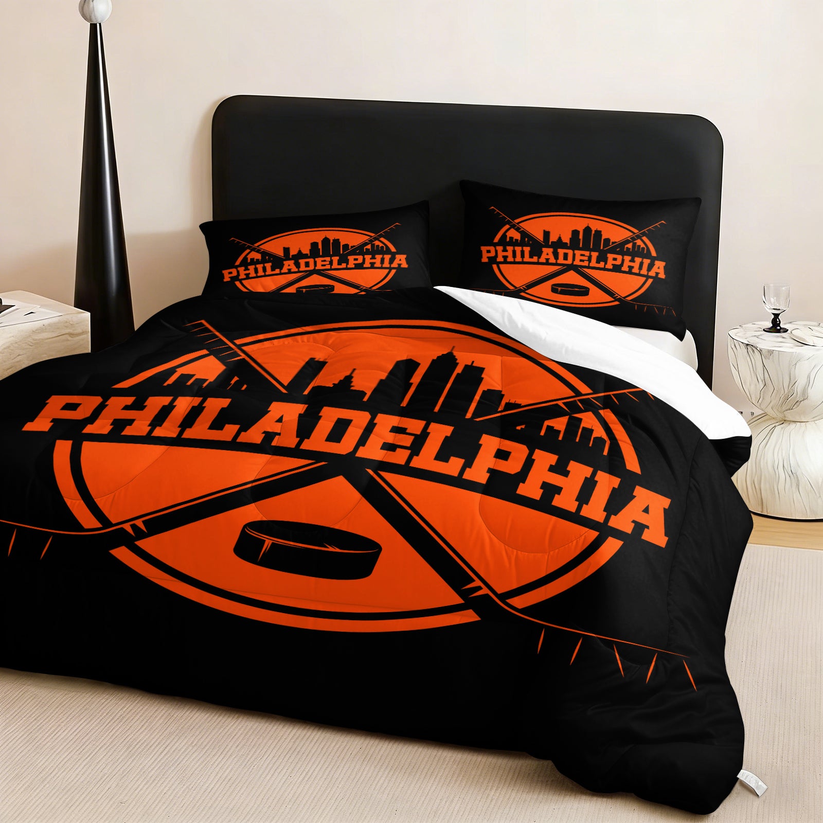 Philadelphia Flyers Hockey League Comforter Pillowcase Sets Blanket All Season Reversible Quilted Duvet