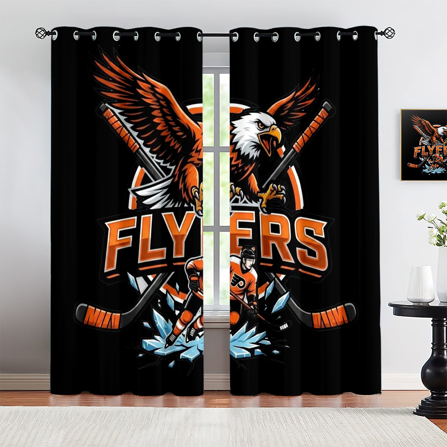 Philadelphia Flyers Blackout Curtains Drapes For Window Treatment Set