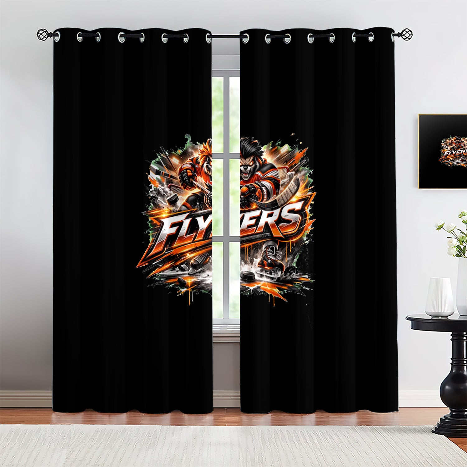 Philadelphia Flyers Blackout Curtains Drapes For Window Treatment Set