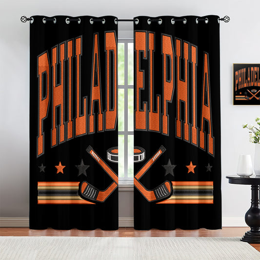 Philadelphia Flyers Blackout Curtains Drapes For Window Treatment Set 1500