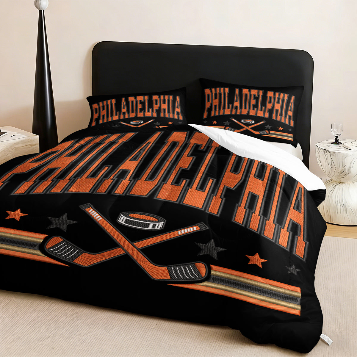 Philadelphia Flyers Hockey League Comforter Pillowcase Sets Blanket All Season Reversible Quilted Duvet